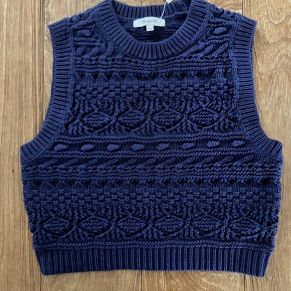 NWT Madewell Crochet-Knit Sweater Vest, Sz S - Picture 2 of 5